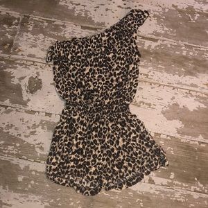 Cheetah print One Shoulder Romper/$5 BOGO Item
